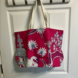 Clarins Pink and White Tote Bag